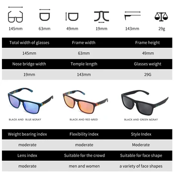 Поляризирани слънчеви очила Мъжки Поляризация Очила за шофиране Нюанси Модни Квадратни Слънчеви очила Син Пътуване Риболов Класически Слънчеви Очила с UV400