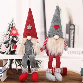 Весела Коледа Дълга Шапка Шведски Санта Джудже Плюшен Кукла Бижута Ръчна изработка Elven Играчка Декор за дома и партита, Коледни подаръци