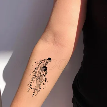 Водоустойчив Временни Стикери с татуировки Баща и дъщеря се Прегръщат Татуировка с Малък Размер, Флаш Татуировка, Фалшиви Татуировки за Мъже, Момичета, жени