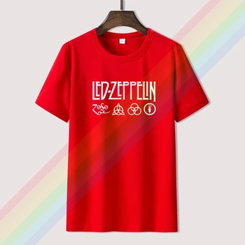 2021 Класическа тениска с Led Zepelin - Хеви-метъл група Мъже Годишната черна 100 памучен тениска с къс ръкав и кръгло деколте Върховете Тениска