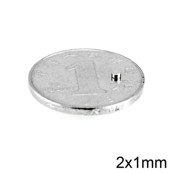 100~10000 бр. 2x1 Малка Кръгла с Магнит 2*1 мм Неодимовый Мощен Магнитен 2x1 mm Постоянен Силни NdFeB Магнит 2*1 мини-дисков магнит