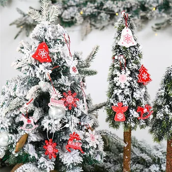 12 бр. Коледно дърво за Окачване Декорация на Дървени занаяти Нова Година 2022 Коледна украса за дома САМ Детски подаръци