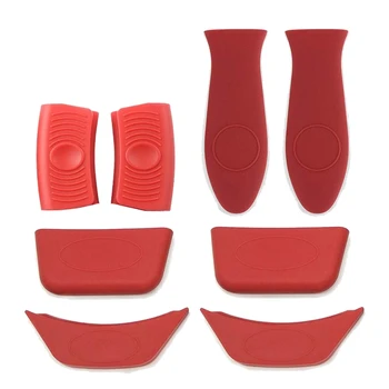 8 Опаковки Силиконови Притежателите на горещи дръжки кухненски ръкавици с топлоизолация Капачка за писалки за Чугунени тигани Воки Тенджера Посуда