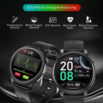 KUMI KU3 Мъжки Смарт часовници Спорт Фитнес ЕКГ ТОЧКИ Монитор на Сърдечната честота Тракер Кръвното налягане Водоустойчив IP67 Bluetooth за IOS Andro
