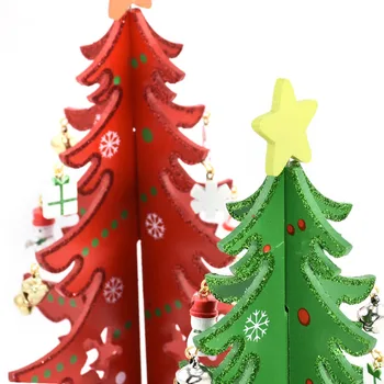 1бр 5 Цвята Стил 17,5 см 3D DIY Мини-Маса Коледни Елхи Декорация на Дървени Коледно Дърво с Украса Коледен Коледен Подарък
