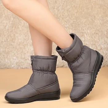 Дамски обувки Водоустойчив обувки за жени Пухкави дамски зимни обувки Дамски дамски обувки на платформа Дамски обувки Голям размер