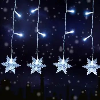 Led Гирлянди Коледна Фея с приставка адаптер 8 режима Венец Венец на прозореца Коледна Празнична Украса за дома външно осветление
