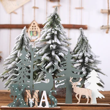 2021 Коледна елха и украса за животни, Застанал Маса за бродерия, Дървена декорация за Коледа