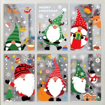 Коледни Стикери За прозорците Сладък Дядо Коледа Лосове Стикери За Стъкло Украса За Нова Година 2022 Коледно парти Стикери за стени на дома