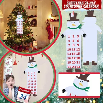 2022 Коледен Календар Дядо Коледа С Джобове 24 Дни Висящи Коледен Обратното Броене Войлочный Календар За Вътрешно Начало Декор На Стените