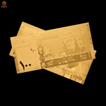 Най-Продаваният Продукт На 24-Каратная Позлатен Валута На Саудитска Арабия Златна Банкнота От 100 Riyals Златна Фолио, Хартиени Пари Колекция И Подаръци