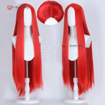 Аниме жени Медуза cosplay червена перука 100 см дълга права червена коса Коледен костюм Сали Медуза перука на косата + Перука Капачка