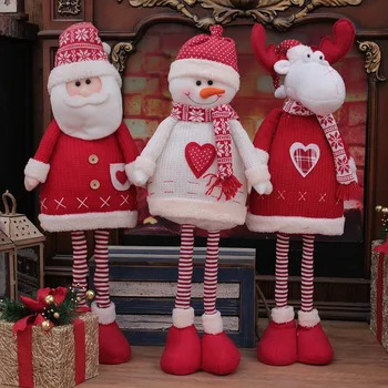 Коледни Кукли Голям Размер Разтегателен Дядо Коледа, Снежен човек Лосове Играчки, Коледни Фигурки Коледен подарък за едно дете Украса Червена Коледна елха