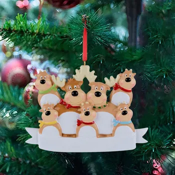 Весела Коледа Подвесная Коледно Дърво Финансирани Декор Украшение Лосове Елен Семейство 2021 Коледна Украса За Дома Коледен Подарък