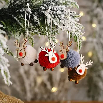 Декоративен Елен Нова Година Коледа Вълнен Филц Дървени Орнаменти От Лосове Украса На Коледната Елха, Висящи Висулка