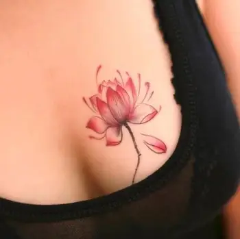 Водоустойчив временна татуировка Стикер секси розова татуировка на lotus за момичета татуировка етикети флаш татуировка фалшиви татуировки цветя Боди-арт