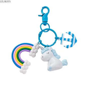 Нови Мультяшные Животни Rainbow Unicorn PVC Ключодържател Хубава Статуетка Дамска чанта Украса на Кола Ключодържател Окачването на Украса Играчки