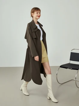 FANSILANEN Офис дама Наскоро Есен 2021 Дамски благородна покривка е Дълга Яке ветровка Нова есента на Свободни Модни дамски палта