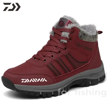 Нов Голям е Размерът на Daiwa Риболовна обувки За спорт на открито Рибарски ботуши Зимни плюс кадифе дебели памучни обувки за мъже, Дамски Риболовна обувки