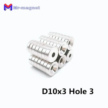 100шт супер силно неодимовое пръстен с тайния глава 10*3-3 магнит 10 mm x 3 mm Отвор: 3 мм редкоземельный N35 10*3 отвор 3 мм, магнит 10x3-3 мм