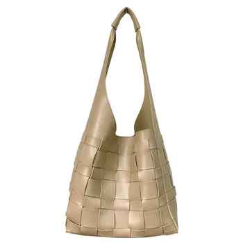 Нова дамска чанта Тканая чанта на рамото под мишниците Чанта за писма, Ежедневна чанта-кофа с голям капацитет чанти