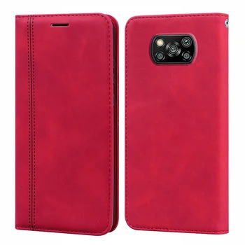 Телефон Funda за Xiaomi Poco X3 NFC Калъф за носене на Кожена флип-надолу капака на Чантата Capa Pocophone Poko Малък X3 Pro Магнитен Протектор