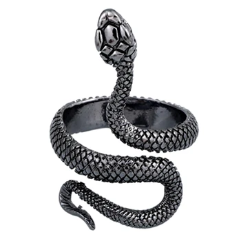 Пънк-Змия пръстен за мъже и жени Преувеличени Античен Сребърен Цветно Модно Индивидуално Стереоскопичен Открывающееся Регулируем пръстен