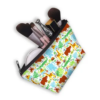 Карикатура на Животните Печат Косметичка Kawai Puppy Куче, Слон, Лъв козметични чанти За жени Free Toiletries Bag Чанта за момичета косметичка