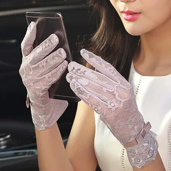 Горещи дантелени изкуствени дамски ръкавици Секси Булка Ажурни възли на една кука Цветни летни слънчеви ръкавици Елегантни дамски ръкавици за шофиране
