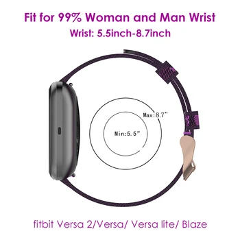 Сменяеми каишки от тъкан плат за Fitbit Versa/ Versa 2/ Versa Lite Каишка за умни часовници с быстросъемными найлонови влязат с украшения-гривни