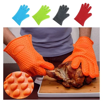 1БР Нова Ръкавица за барбекю Топлоустойчиви кухненски ръкавици за фурна Силиконови Кухненски Ръкавици За приготвяне на Храна, барбекю Ръкавици Топлоизолация Микровълнова Ръкавица