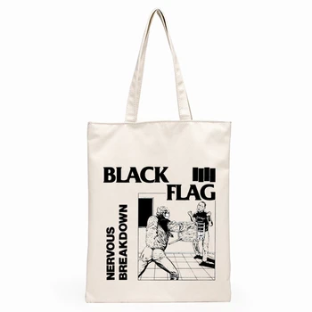 Черен Флаг Пънк-рок група, Хенри Ролинс големи барове Дамски Холщовая чанта На Рамото Чанта за Многократна употреба за дамски чанти за пазаруване