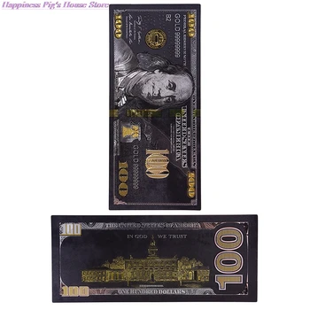 1бр Античен Черна Златна Фолио 100 щатски Долара Валута на Възпоменателни Банкноти в Долари Декор