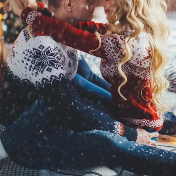 Женски Мъжки пуловер пуловер Коледна двойка вязаный пуловер Пуловер в голям размер за есен-зима 2021 г.