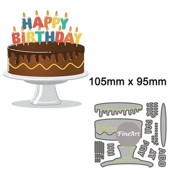 6 Дизайни Торти за рождения Ден на Метални Печати За направата на поздравителни картички, Шаблони за Scrapbooking За 