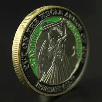 Сложете Всички Доспехи на Бога Възпоменателна монета, Твърдо Стоящи на Вярата Ефесяни Коллекционный Подарък Позлатена Медна Монета на Повикване