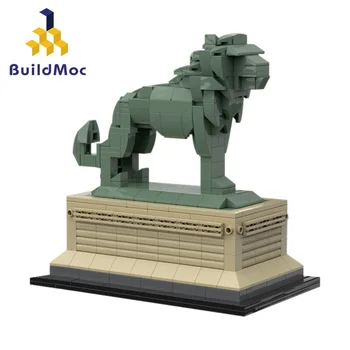 MOC-53134 Art institute Статуя на Лъв градивните елементи на Модулен строителна модел с изглед към улицата Строителни играчки Тухли Детски подаръци