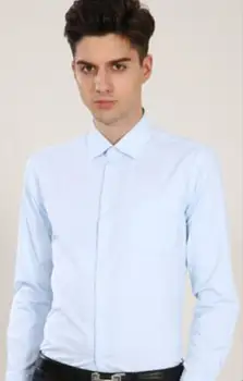 Професионална риза мъжки бизнес бяла риза с дълги ръкави обикновена риза мъжка риза ежедневни риза DY-245