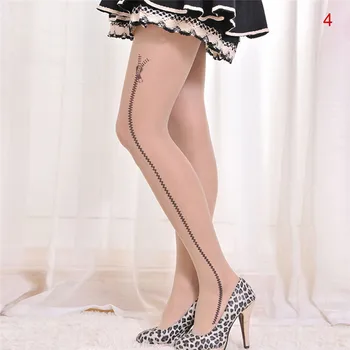 6 Стилове Дамски чорапогащи с татуировки Лолита Модни чорапи носочные изделия, Сладки модели с принтом Чорапогащник Женски подаръци