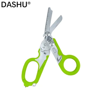 Многофункционални ножици за аварийно реагиране DASHU Raptor с нож за колан и стеклобойкой Черен Чук Сигурност за нож за колан