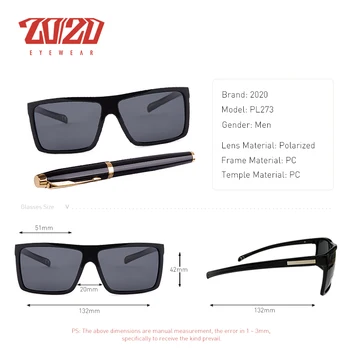 20/20 Корпоративна дизайн, Класически Черни Поляризирани Слънчеви очила Мъжки Слънчеви очила за шофиране за мъжки Слънчеви очила с предавателна Oculos PL273