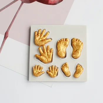 Бебешки отпечатъци на ръцете и краката силиконова форма на DIY помадный торта с форма на захарен суха форма за печене на съдове кухненски принадлежности