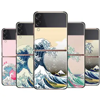 Вълните в Японско море в Океана на Великата Вълна От Канагавы Твърд Калъф за мобилен телефон, за PC Samsung Galaxy Z Flip 3 Z Flip3 5G Калъф Fundas