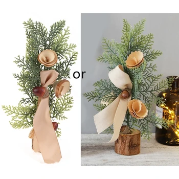 Мини-Изкуствена Настолна Коледна елха, 10-инчов Декоративна Коледна елха с декорация, идеална за маси и плотове