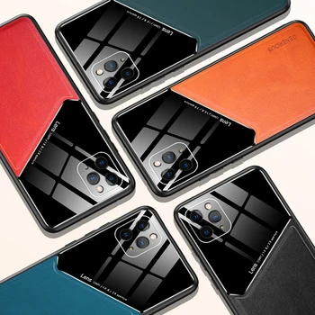 Луксозен Кожен устойчив на удари калъф за iPhone 13 12 11 Pro Max Mini X XS XR 6 6S 7 8 Plus SE 2020 Магнитен Държач Поставка за телефон