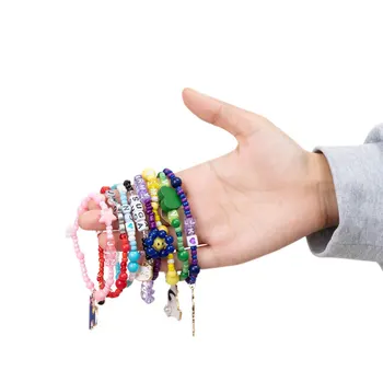 1 бр. kpop Цветни Мъниста Гривна Мультяшные животни Еластична гривна ръчно изработени Бижута bangtan за момчета Jhope за момичета