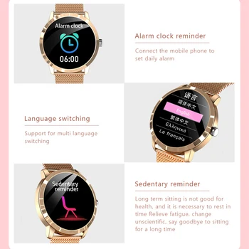 GEJIAN Смарт часовници За жени Водоустойчив Фитнес тракер за Xiaomi Android, ios Сърдечен ритъм, кръвно налягане Модни умни часовници за жени
