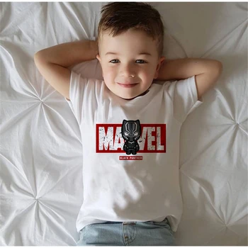 Нова лятна тениска 2021 година Marvel Heroes за момчета Забавно памучен облекло Kawaii Свободни блузи с къс ръкав на Пуловер Детска тениска с О-образно деколте и Уютна