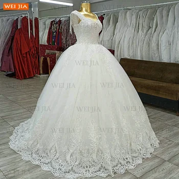 Бална рокля Сватбена рокля 2021 Без ръкави с дантела Trouwjurk Нови Реални Снимки на Сватбени рокли, Дълги Женски Пепеляшка Vestido Casamento