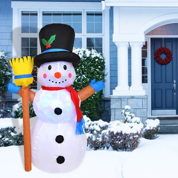 Коледна надуваема модел на Снежен човек с превръщането цветен светлина за двора на тревата, празнични партита, аксесоари за дома, подпори